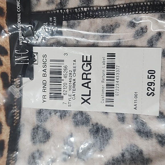 INC XL Cheetah Print Long Sleeve Top - Picture 3 of 3